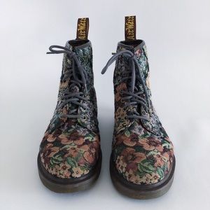 Floral Doc Martens 8 Loop Boots Tapestry Carpetbag